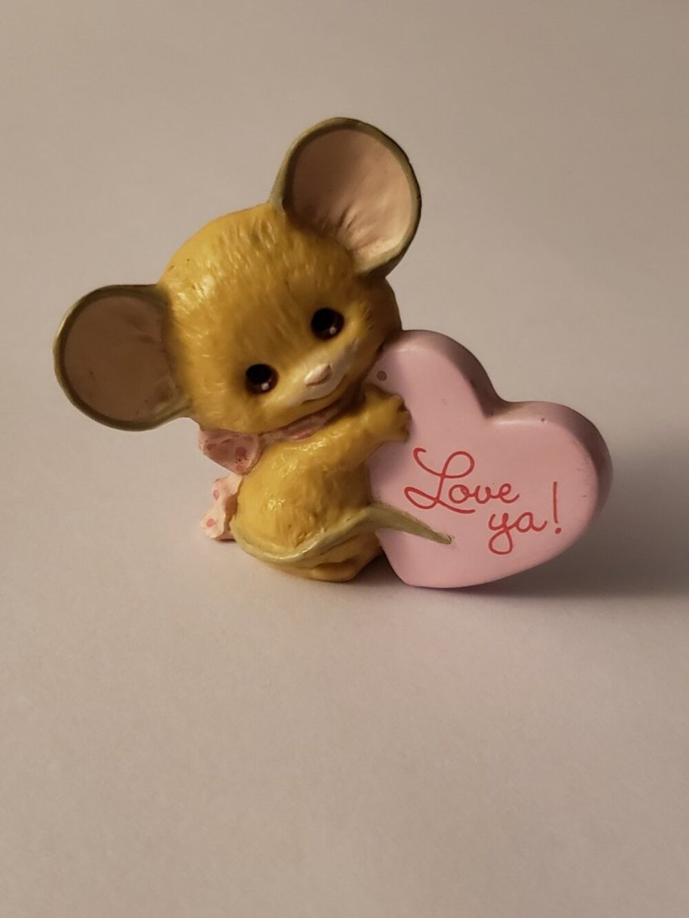 Vintage Mouse Love Ya Pink Heart Hallmark Mini Figure Merry Miniature Valentine